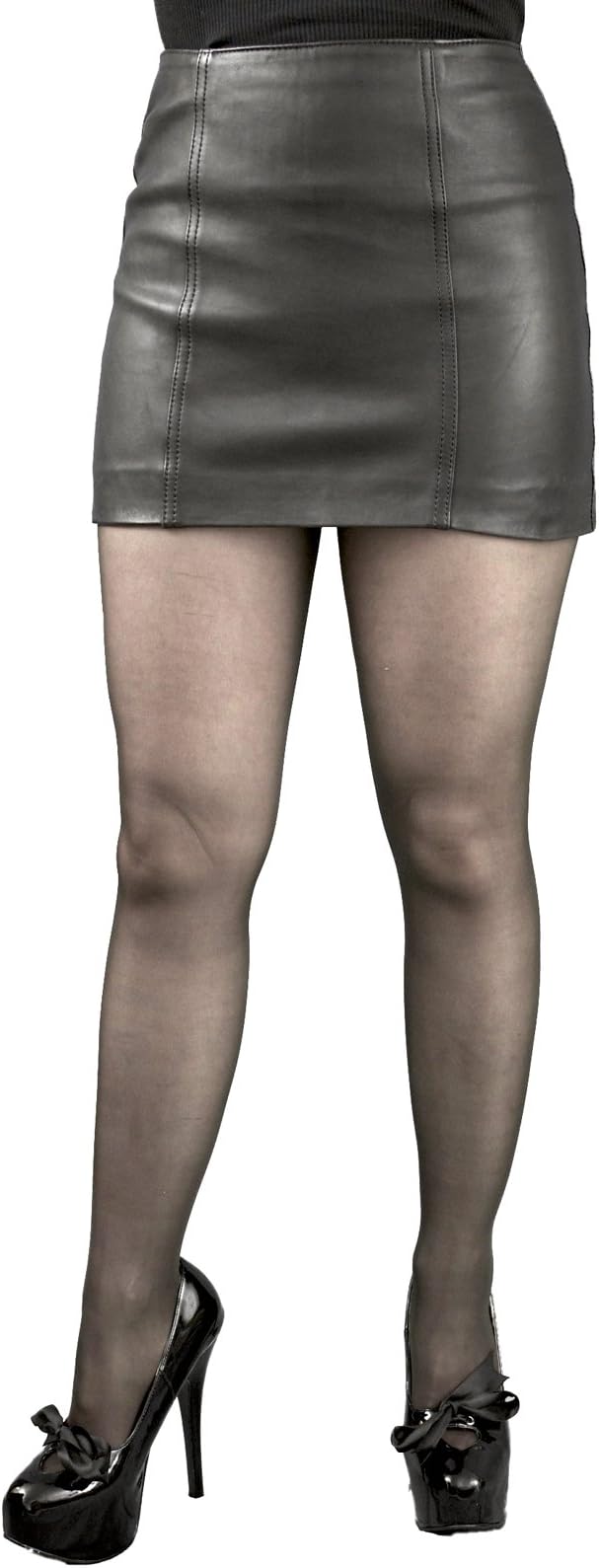 Tout Ensemble Extra Short Black Lambskin Real Leather Micro Mini Skirt (Length 12in)