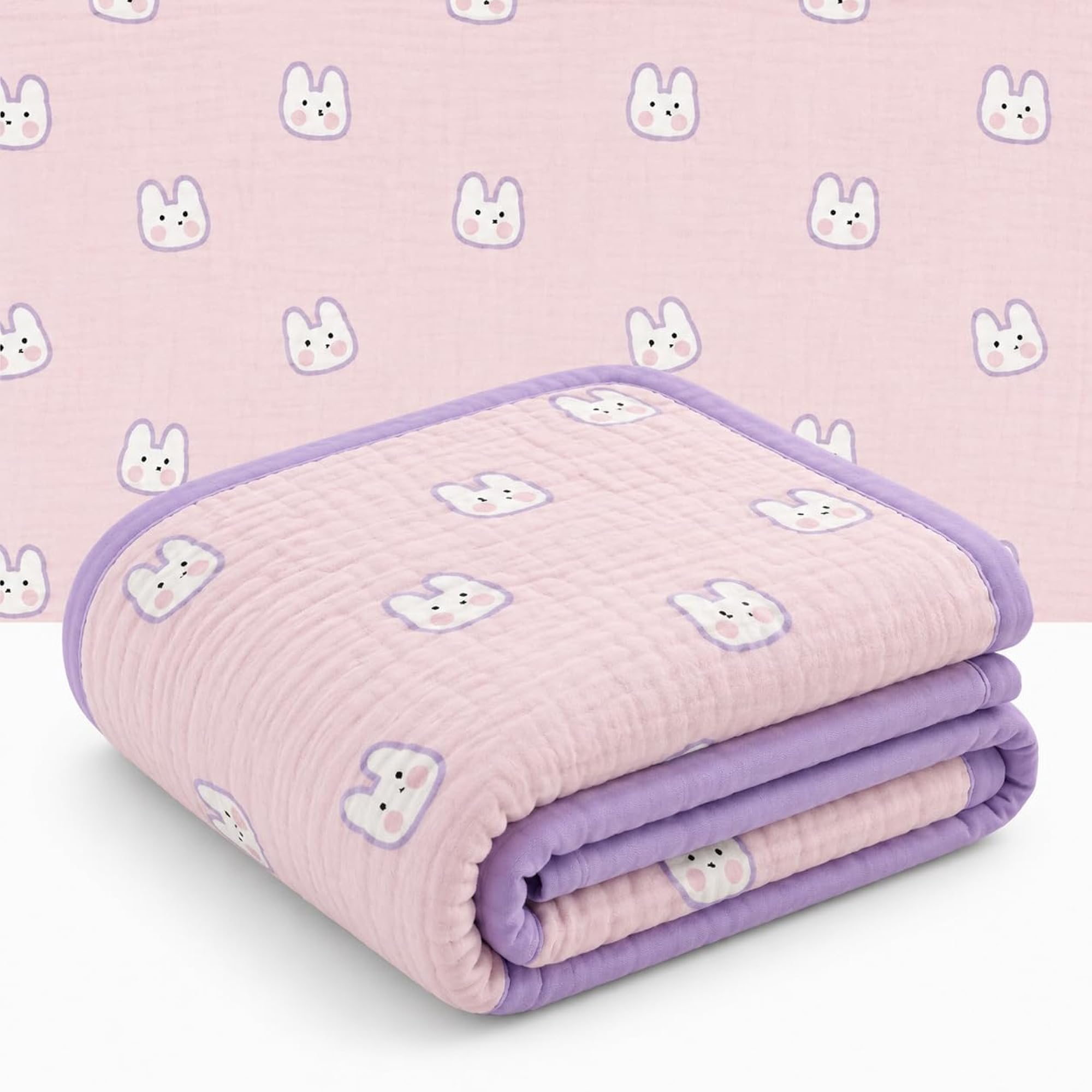 Ultra-Soft 6-Layer Muslin Baby Blanket, Lightweight & Breathable
