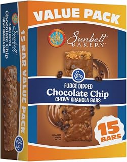 Sunbelt Bakery Fudge Dipped Chocolate Chip Chewy Granola Bars, 15 Count Value Pack - Whole Grain, No Preservatives