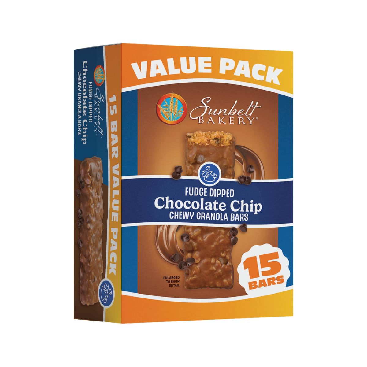 Sunbelt Bakery Fudge Dipped Chocolate Chip Chewy Granola Bars, Value Pack, 15 Count (Pack of 1)