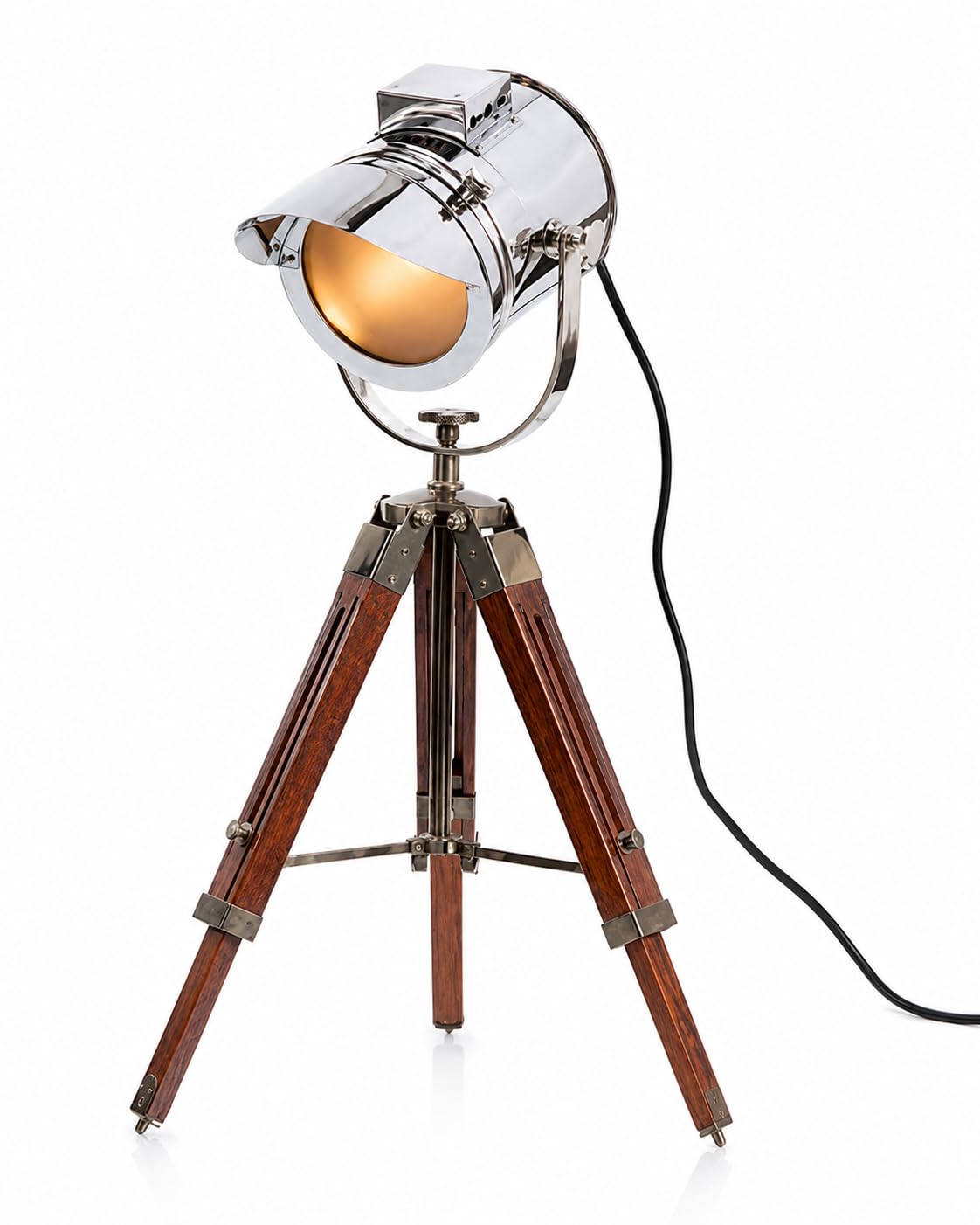 THORINSTRUMENTS Thor Instruments.Co Classical Vintage Designer's Spotlight with Table Lamp Tripod Silver