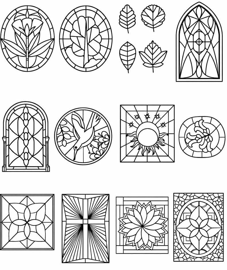 Image of THE BROWN BOX OHP for Glass Painting | Transparent Plastic & Acetate with Printed Designs | A4 Size for Art & Craft | Ready to Use Glass Painting Kit for Beginners & Adults | 6 Sheets (12 Patterns)
