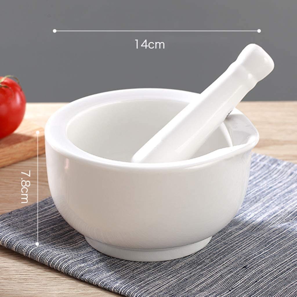 Set di Mortaio e pestello, Mortaio da Cucina e pestello, Porcellana fine-Bianca, Aspetto Lucido Ruvido Interno Cucina Creativa Gadget Multi-Funzione smerigliatrice Multifunzione (Size : A)