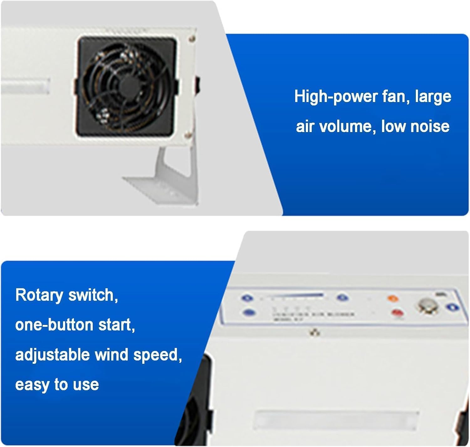 Trójgłowy Inteligentny Jonizator Powietrza do Czyszczenia Elektroniki i Przemysłu, Regulowany Przepływ 45-330 CFM z Uchwytem Montażowym 180° do Eliminacji Ładunków Statycznych