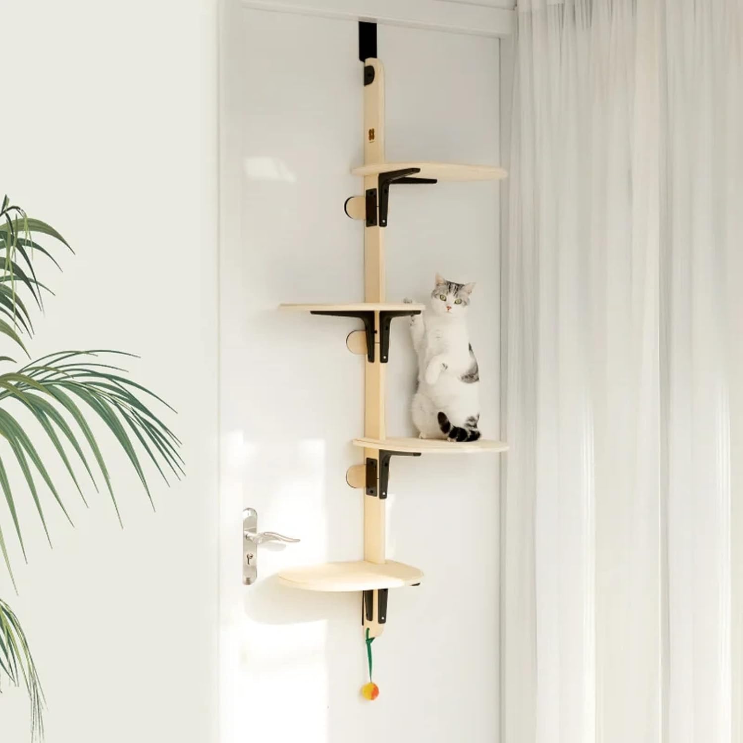 MEWOOFUN 4Levels Versatile Cat Climber Shelves Wooden Vertical Cats