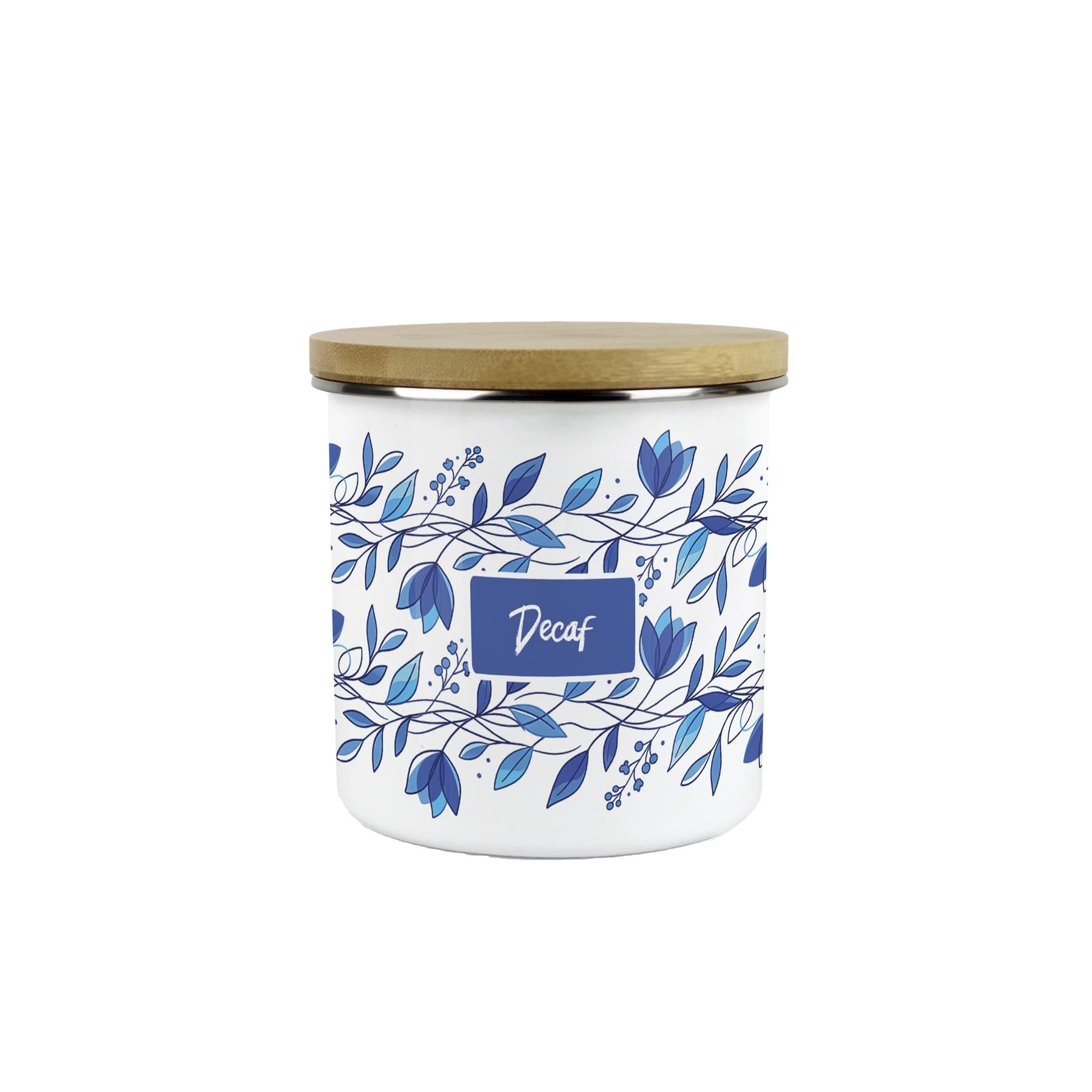 Purely Home Blue Petals Decaf Storage Canister - Floral 600ml Kitchen Container Gift