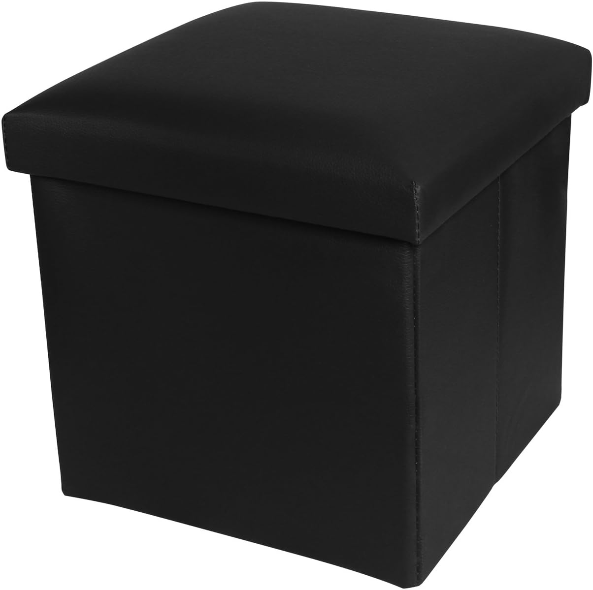 NISUNS OT01 Leather Folding Storage Ottoman Cube Footrest Seat, 12 X 12 X 12 Inches (Black)
