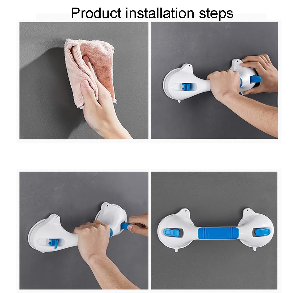 Barras de Agarre con Ventosa, manija de Seguridad for el baño, manija de la Puerta del baño en el baño del hogar, manija Antideslizante for Personas Mayores sin barreras (Size : L)