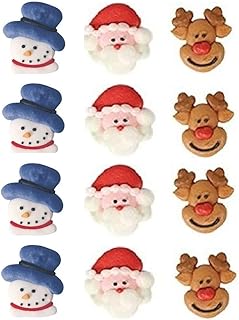Edible Christmas Cake Cupcake Decorations Santa, Snowman, Rudolph x12 (A)