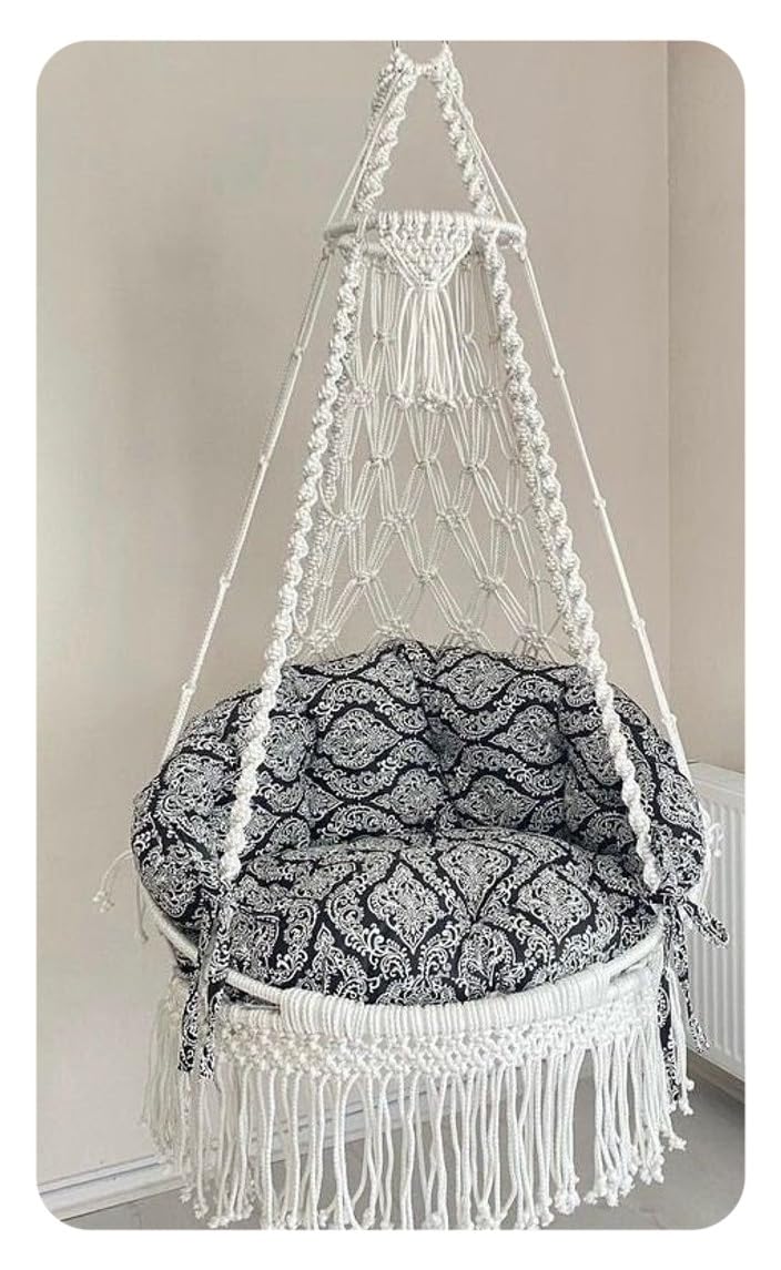 home decoration Elegant DecorationMacrame Handmade chair Swing, Hanging Cotton Hammock Chair for living room, roof top, garden, balcony, patio, gifts, Home Decor Used for living rooms, roofs, gardens,