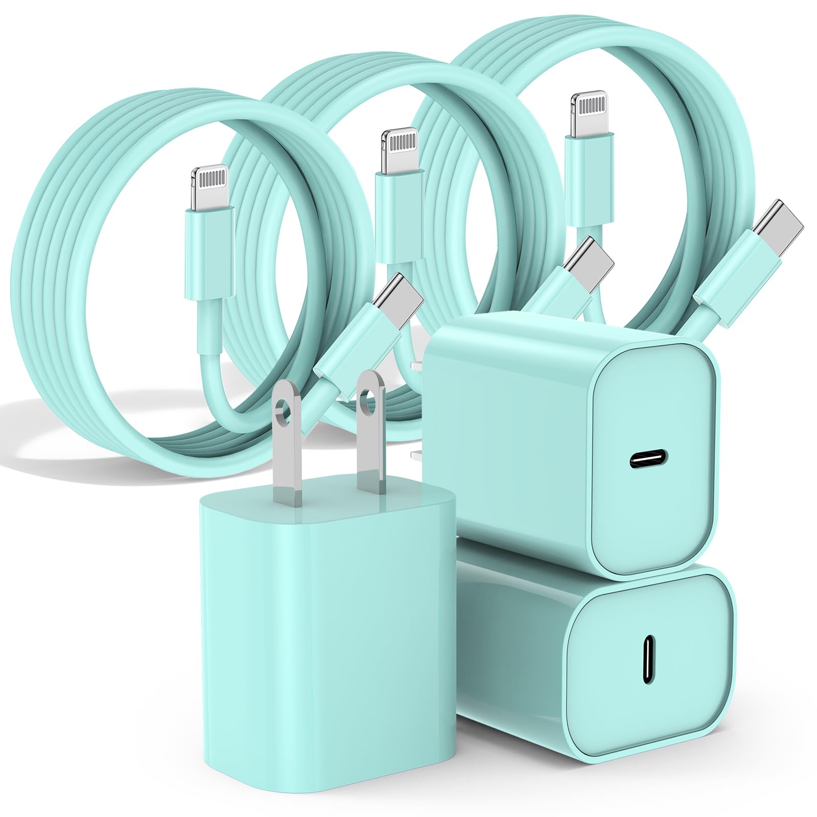 Fashia Phone Charger Fast Charging[10FT], Charger with Long USB C to Lightning Cable for Phone 14/13/12 Pro Max,20W USB C Charger Block and Chargeur Phone Fast Charing Cord(Green)