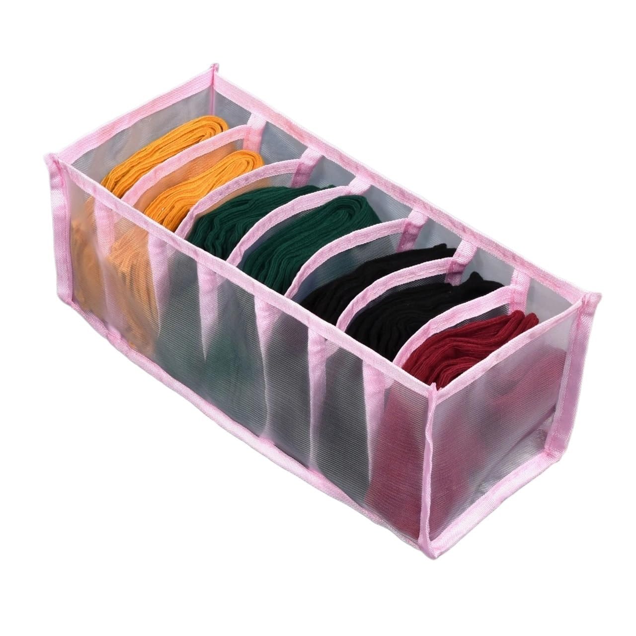 Sunrrafck Pink 1Pc Foldable Underwear Drawer Organizers Storage Dividers Closet Organizer Box For Clothes Bras Scarves Ties Socks(,7Grid)