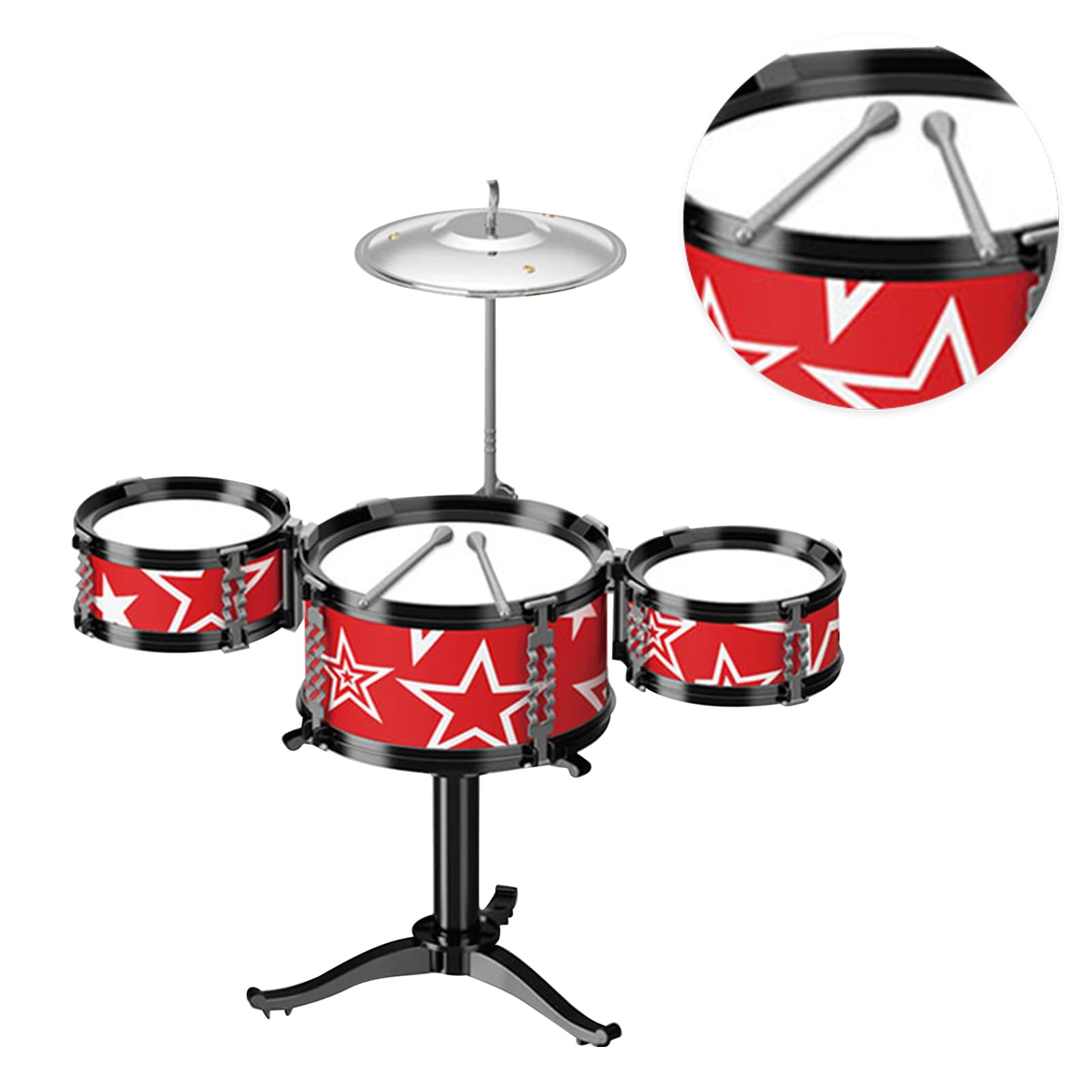 Omabeta Kleinkind-Schlagzeug für Kinder, Lustiges Jazz-Miniband-Rock-Set mit Musikinstrumenten, für Jungen und Mädchen, aus Sicherem ABS-Material (Schlagzeug-Set)