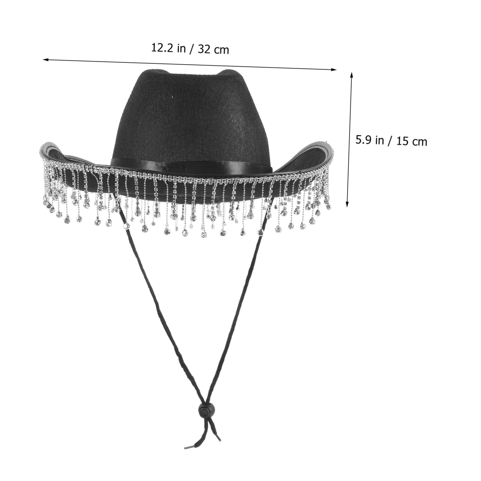 VALICLUD Sombrero de Vaquera para Mujer Sombrero de Boda Brillantes Gemas de Imitación Estilo Occidental Borlas para Fiestas de Boda y Eventos Occidentales