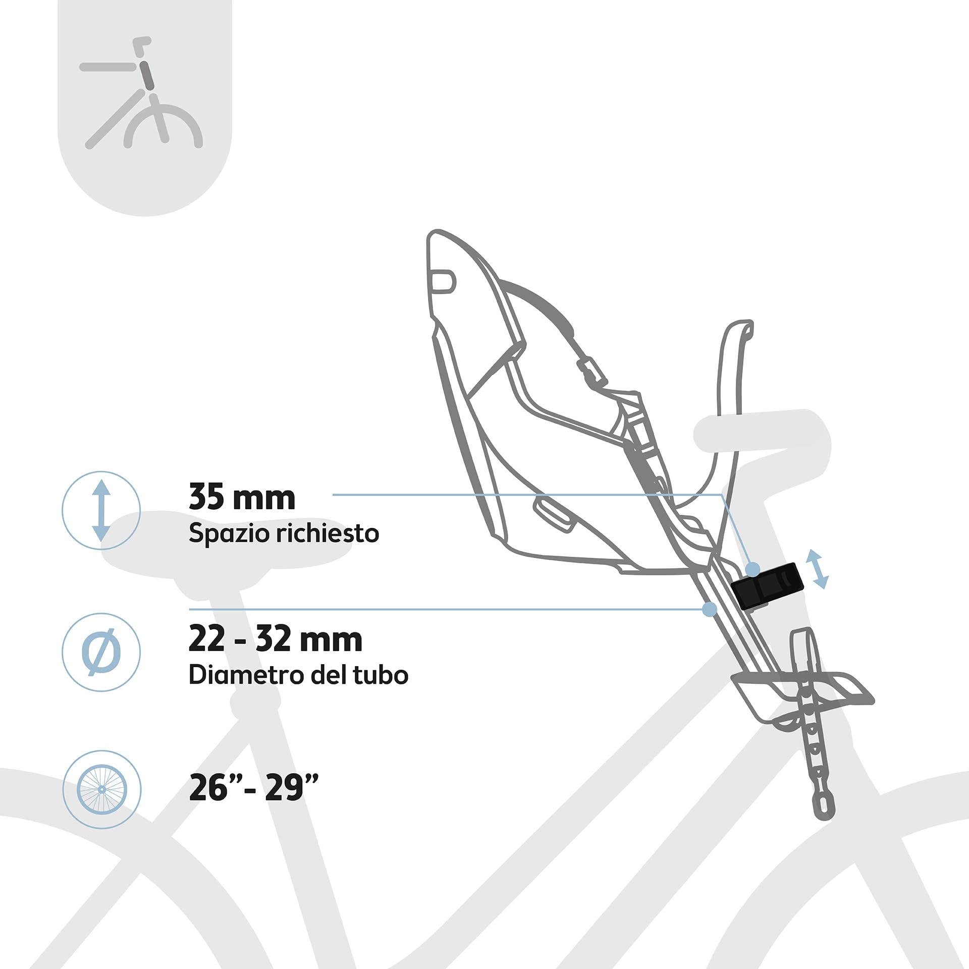 Seggiolino Anteriore Da Bicicletta Per Bambini Bobike EVOLVE MINI con Sicurezza Doppia, Design Avvolgente e Montaggio su Tubo di Sterzo per il Massimo Comfort e Stile