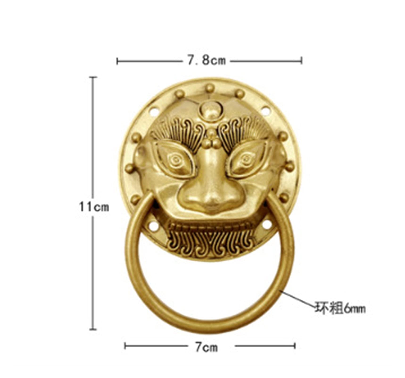 02 Reine Kupferkopf Türkopf Kopf Pull Ring Mittlerer und Alter Stil Türkopfgriff Retro Antike Tür