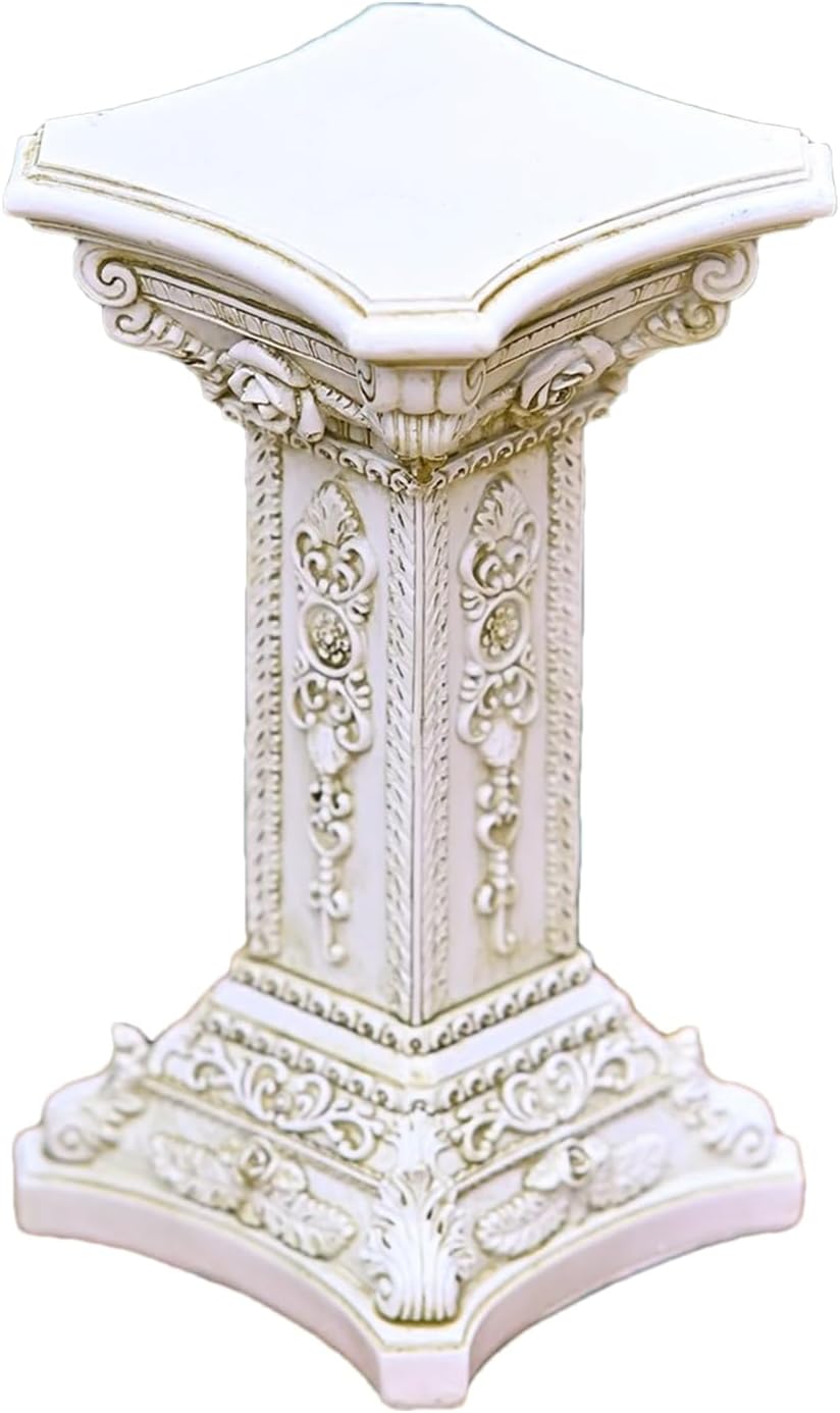 Decorative Roman Pillar - Resin Pedestal Column, Vintage Floral Carving Figurine, Garden Kitchen Home Decor, Tabletop Ornament, Indoor Outdoor Wedding Ceremony Display | Versatile Accent