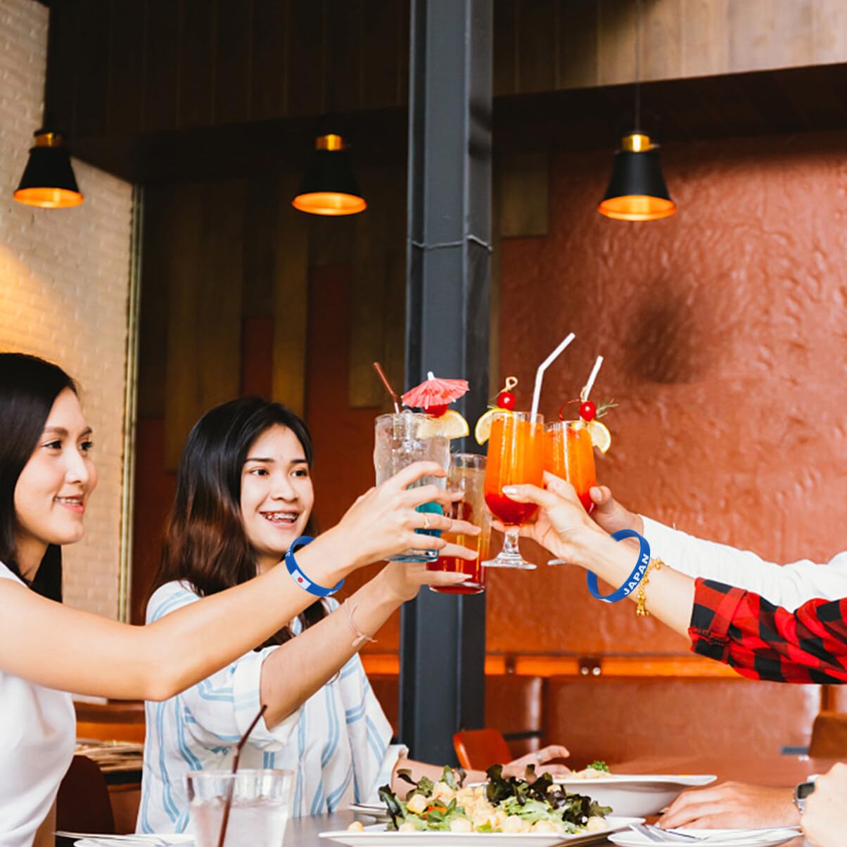 VANZACK 6Pcs Japan Flag Bracelets Country Flag Unisex Silicone Wristband Sports Match Fashion Patriotic Wristband