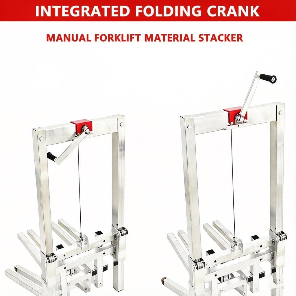 Impilatore con verricello manuale, carrello elevatore manuale, capacità di carico 60 kg, gru da carico in acciaio, transpallet multifunzionale