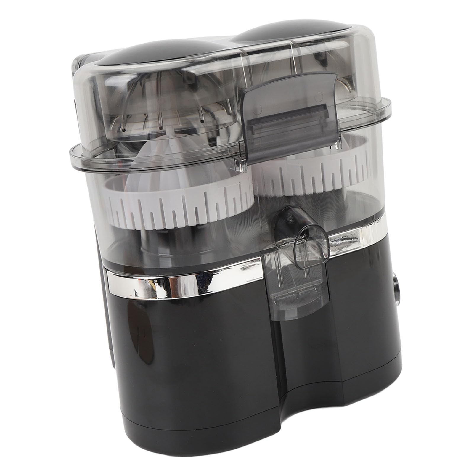 GLOGLOW Exprimidor Eléctrico Portátil de Cítricos con Doble Cabezal, 100 W, 15000 RPM, Exprimidor Rápido para Naranja, Limón, Manzana, Kiwi, Uva y Pomelo con 2 Cabezales de extracción. (BLACK)