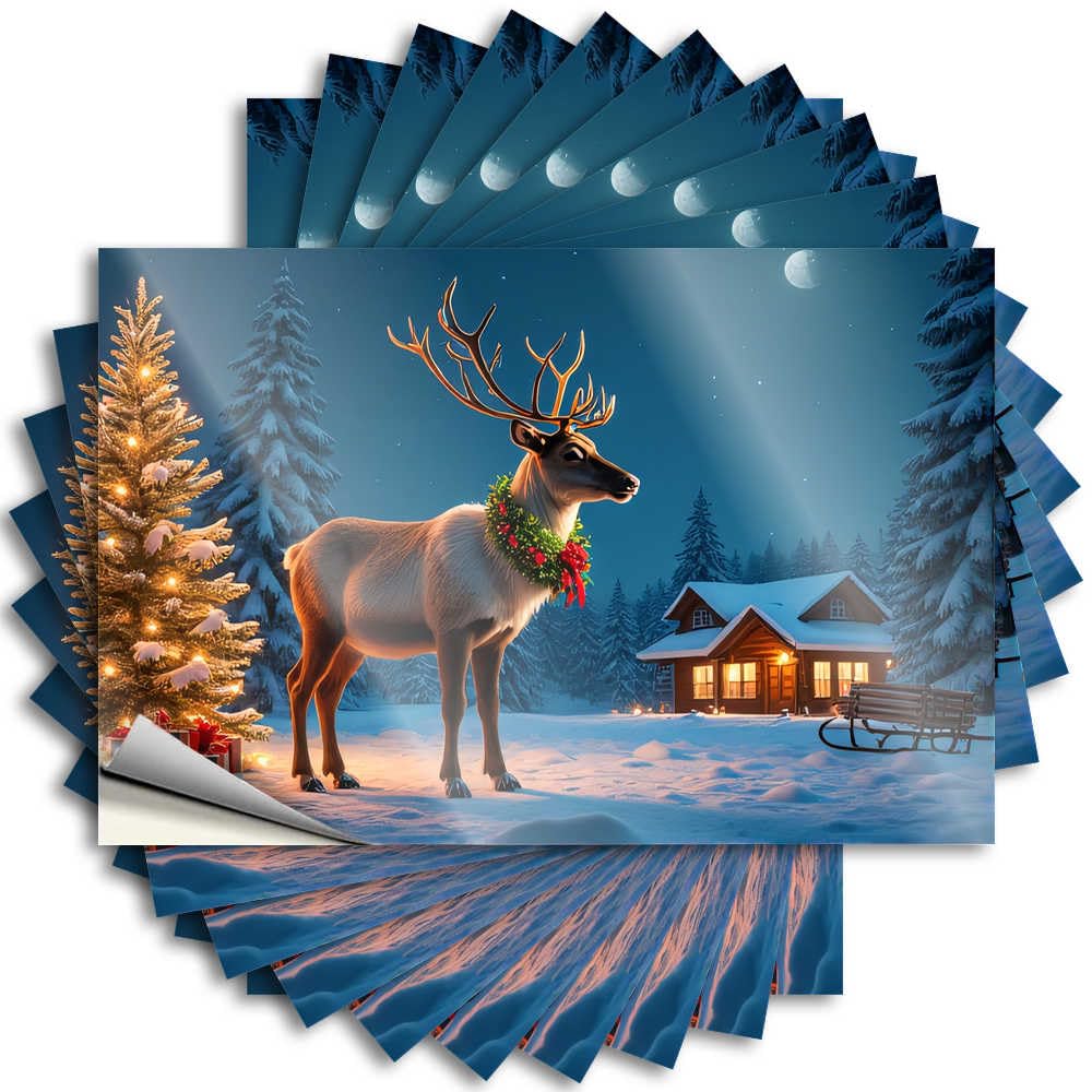 Decals Haves Durable Vinyl - Christmas Eve in The Snowy Forest Case for Double Use(8X12CM)