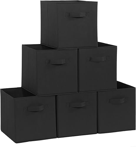 STORAGE MANIAC Cubos de almacenamiento contenedores de almacenamiento plegables de 11 pulgadas con asas paquete de 6 cubos plegables de tela para