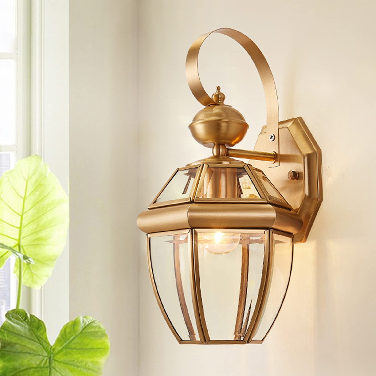 HELCEKOU Retro Outdoor Wall Lamp Project Waterproof Pure Copper Country Garden Courtyard Corridor Aisle Balcony Decoration