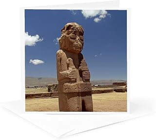 3dRose Greeting Card - Bolivia, Tiwanaku. Monolith of Pre-Columbian site - SA03 KWI0058 - Kymri Wilt - Bolivia