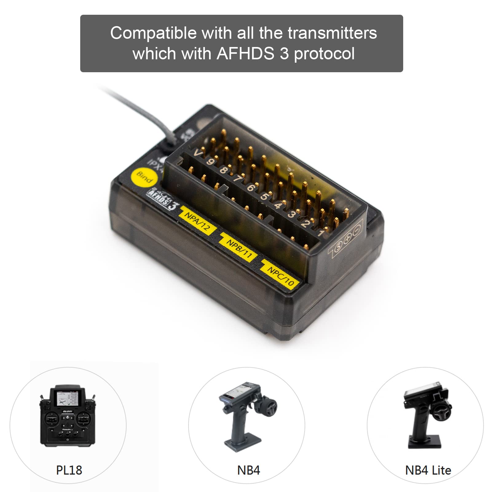 Matybobe FGr12B 2,4GHz 12 Kanal Empfänger PWM PPM Ibus für AFHDS3-Sender HF-Module PL18 / NB4 / NB4 Lite RC-Auto-Bootsfahrzeug
