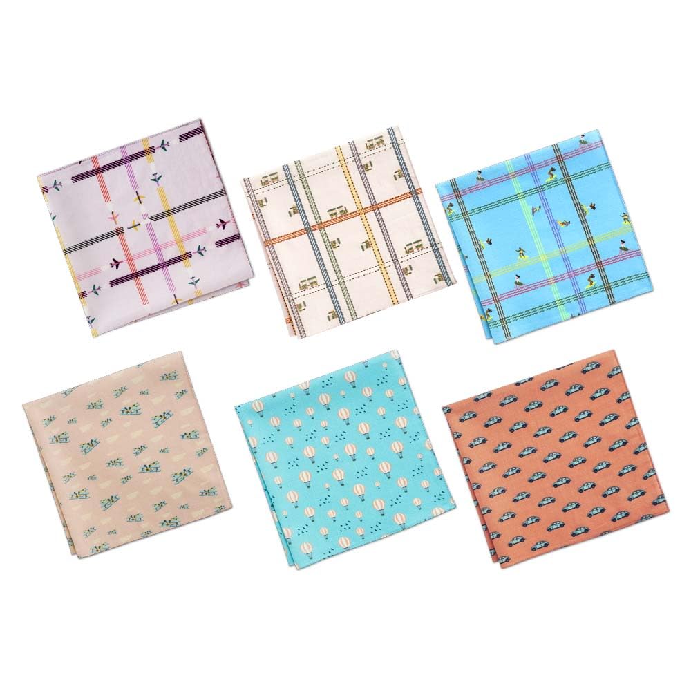 HexaFun100% Pure Organic Cotton Unisex Handkerchief, Multi-color & Printed, Soft & Stylish, Hankies for Men & Women