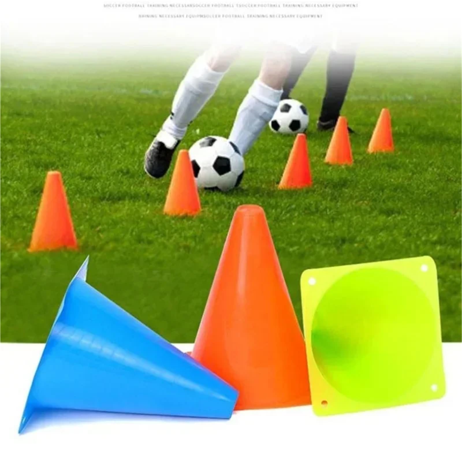 Plastikowe stożki 5 szt. 18 cm Zagęszczony futbol Piłka nożna Stożki treningowe Droga Płaski wałek Stożek Bariera Znakowanie Kubek Znacznik przeszkód do gier na świeżym powietrzu(18cm green)