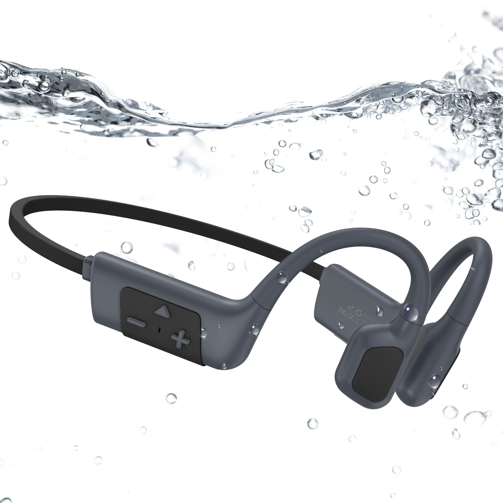 IFECCO Cuffie Conduzione Ossea Nuoto, IP68 Impermeabili, Lettore MP3 32G | Cuffie Sportive Subacquee，Memoria da 32 GB, Bluetooth 5.4, per Nuoto, Bicicletta, Corsa (Giallo)