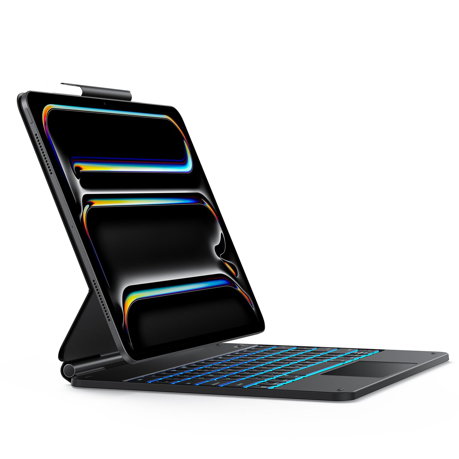 OMOTON Bluetooth Magnetic Tastatur Hülle für iPad Pro 13 Zoll (M4, 2024), Magic Keyboard ipad pro 13 mit Beleuchtung und Trackpad, iPad Pro 13 M4 Tastatur, QWERTZ DE Layout, Schwarz