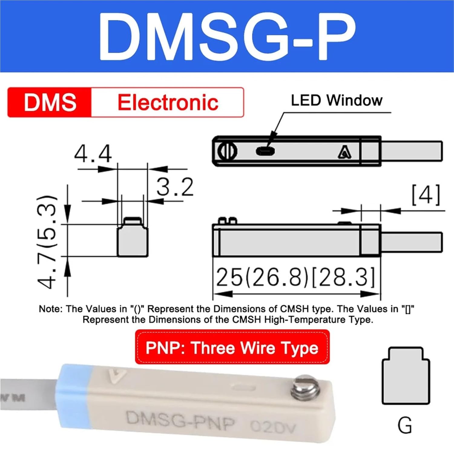 2-Wire NPN PNP Magnetic Proximity Reed Switch Pneumatic Cylinder Sensor CMSG DMSE DMSH CMSJ(Pink,2m)