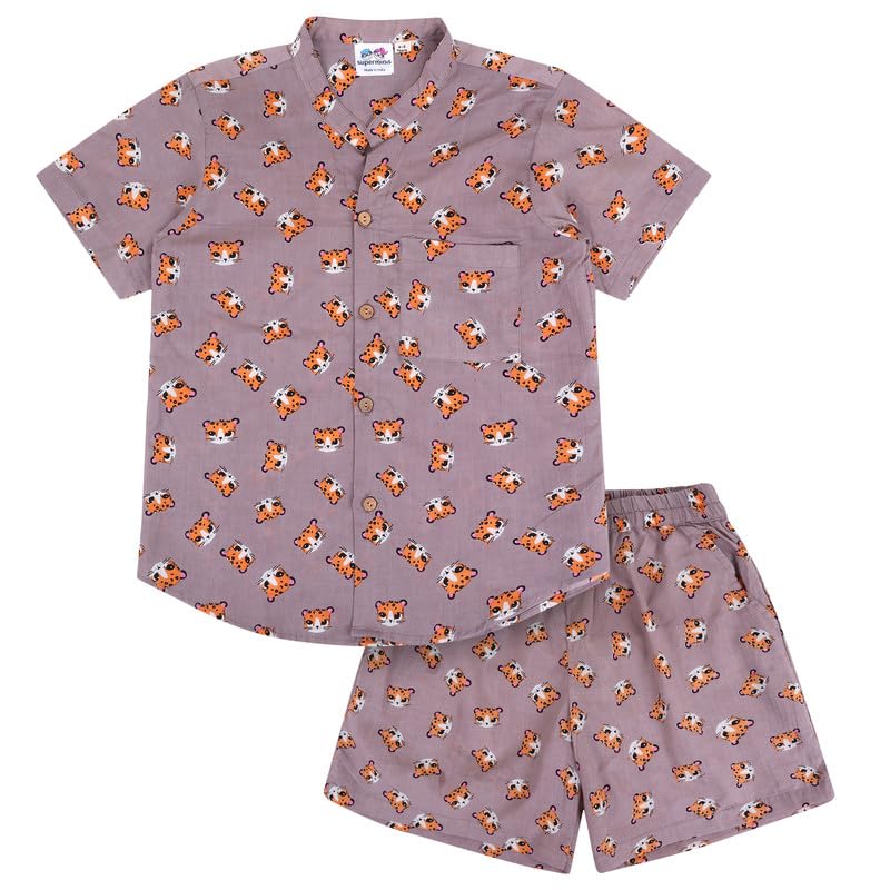 Image of superminis Baby Boys Cotton Printed Shirt and Nikkar /Shorts Coordinated Set