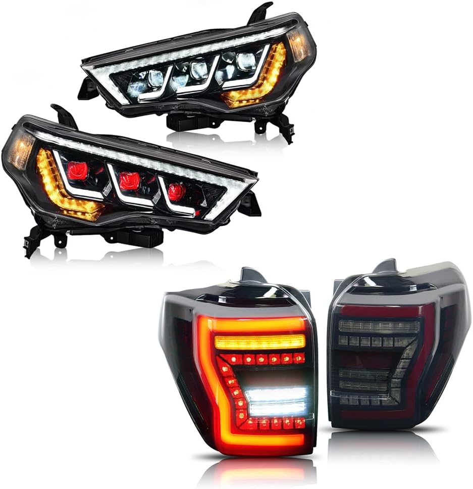 Headlights for 2014-2023 Toyota 4Runner TRD/Limited/Off-Road/SR5/Sport/Nightshade 5th Gen Frontlamps with Start Up Animation/Sequential Turn Signal Front Head Lamp(1 Pair)