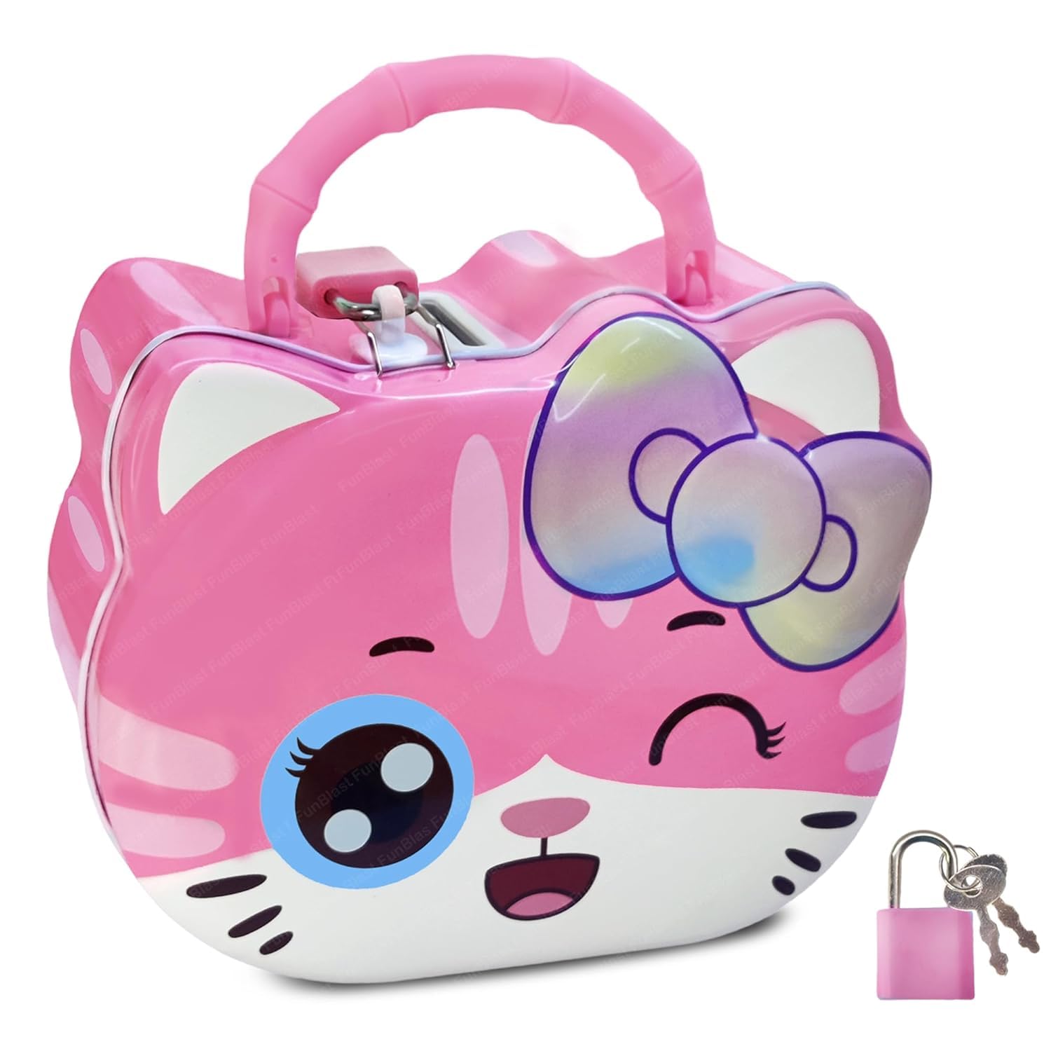 FunBlast Coin Box for Girls – Cute Cat Design Piggy Bank with Lock & Key, Gullak for Kids, Girls, Kids, Money Saving Metal Coin Bank, Return Gifts for Girls (Pink) (B0D1VJJBV7) Amazon Price History, Amazon Price Tracker