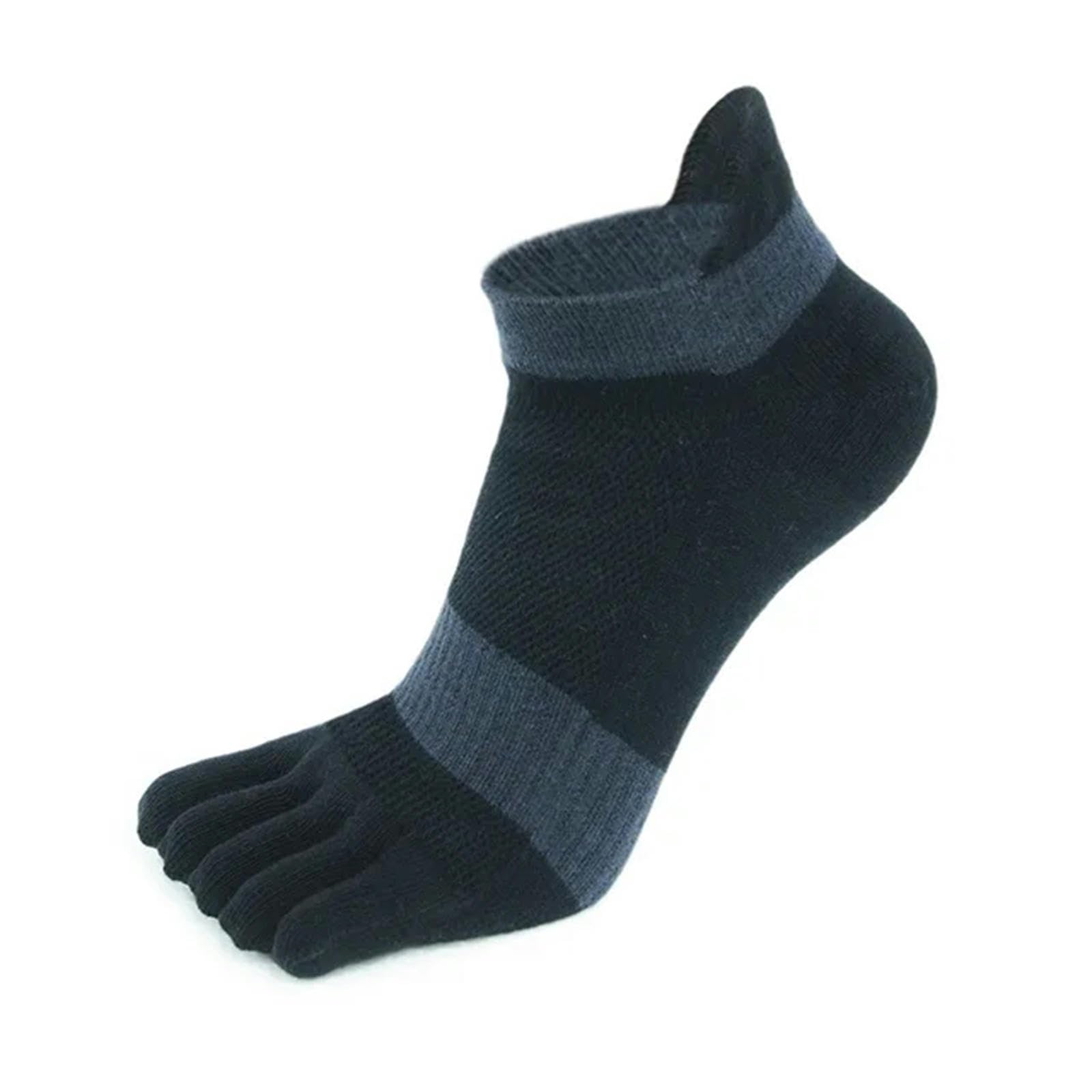 Calzini 5 Coppie Calzini da Uomo A Cinque Dita Grandi Calze da Mash di Cotone A Maglia Corta Traspirante-5 Paia Nere-Io 43-47