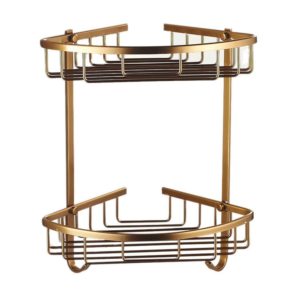 GAORUIFENG Floating Shelves 2 Tiers Corner Shower Caddy Shower Organizer No Drilling Two Tier Triangle Light Rusoof Aluminum