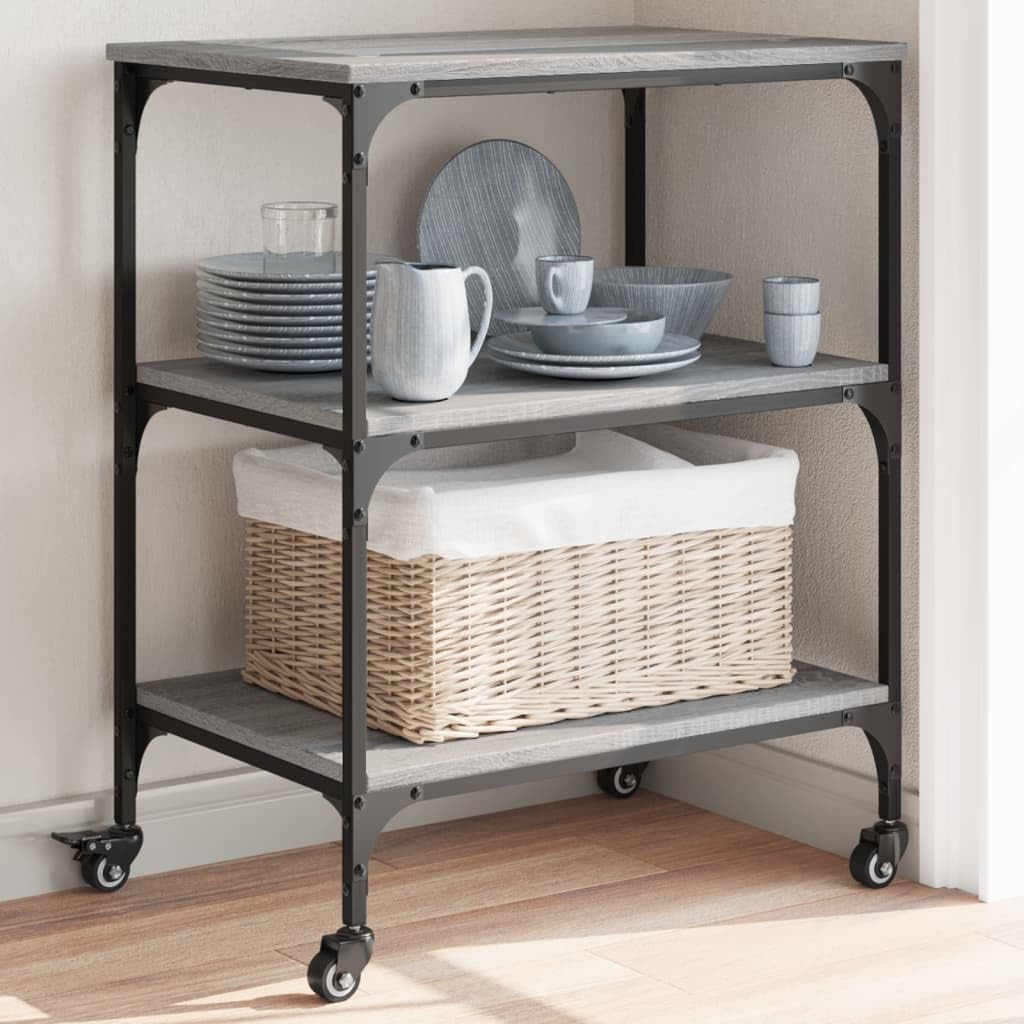vidaXL Chariot de Cuisine Sonoma Gris 60x41x76 cm Bois d'ingénierie