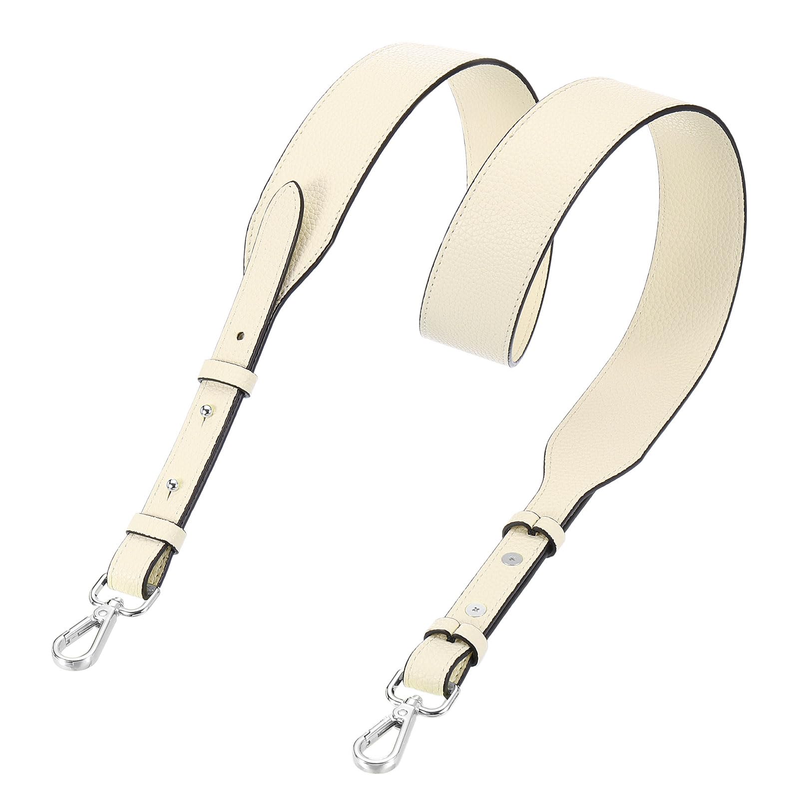 sourcing map PU Leather Purse Strap, 41.7"-45.3" Adjustable Crossbody Replacement Straps 1.5" Width for Handbags, Shoulder Bag (Cream, Silver Clasp)