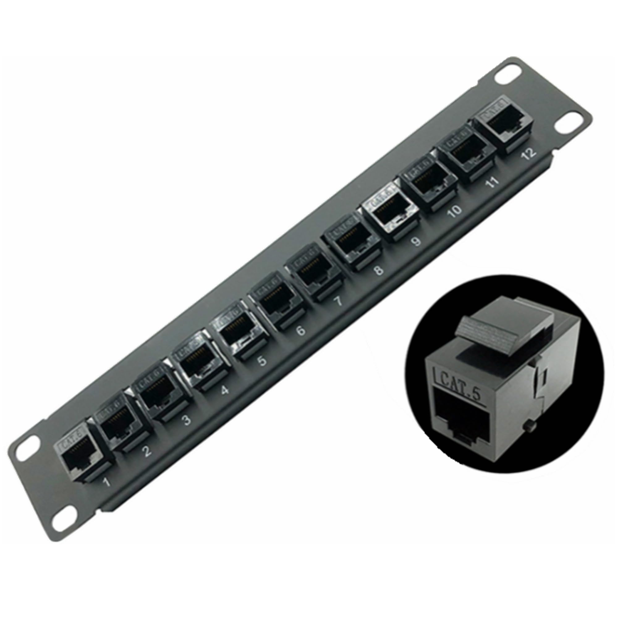 Amazon.com: Yankok [CAT5 12 Port Feed Through Patch Panel] 10in. 1U ...
