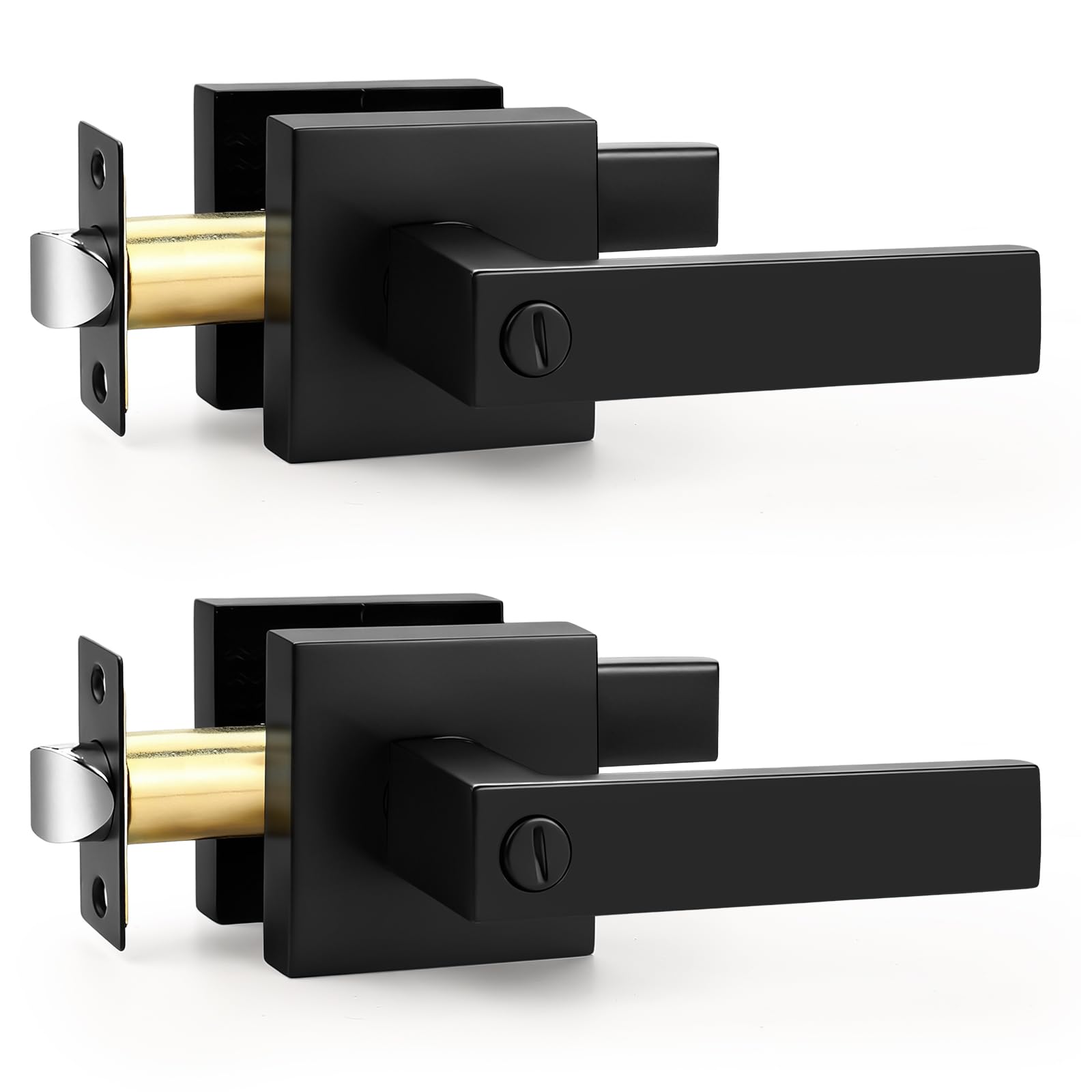 Probrico Matte Black Square French Doors Half-Dummy Handles, Heavy Duty Closet Balcony Pantry Hardware, Non-Turning Stainless Steel Single Dummy Levers(Exposed Screws, 4 Pack) — Amazon image 13