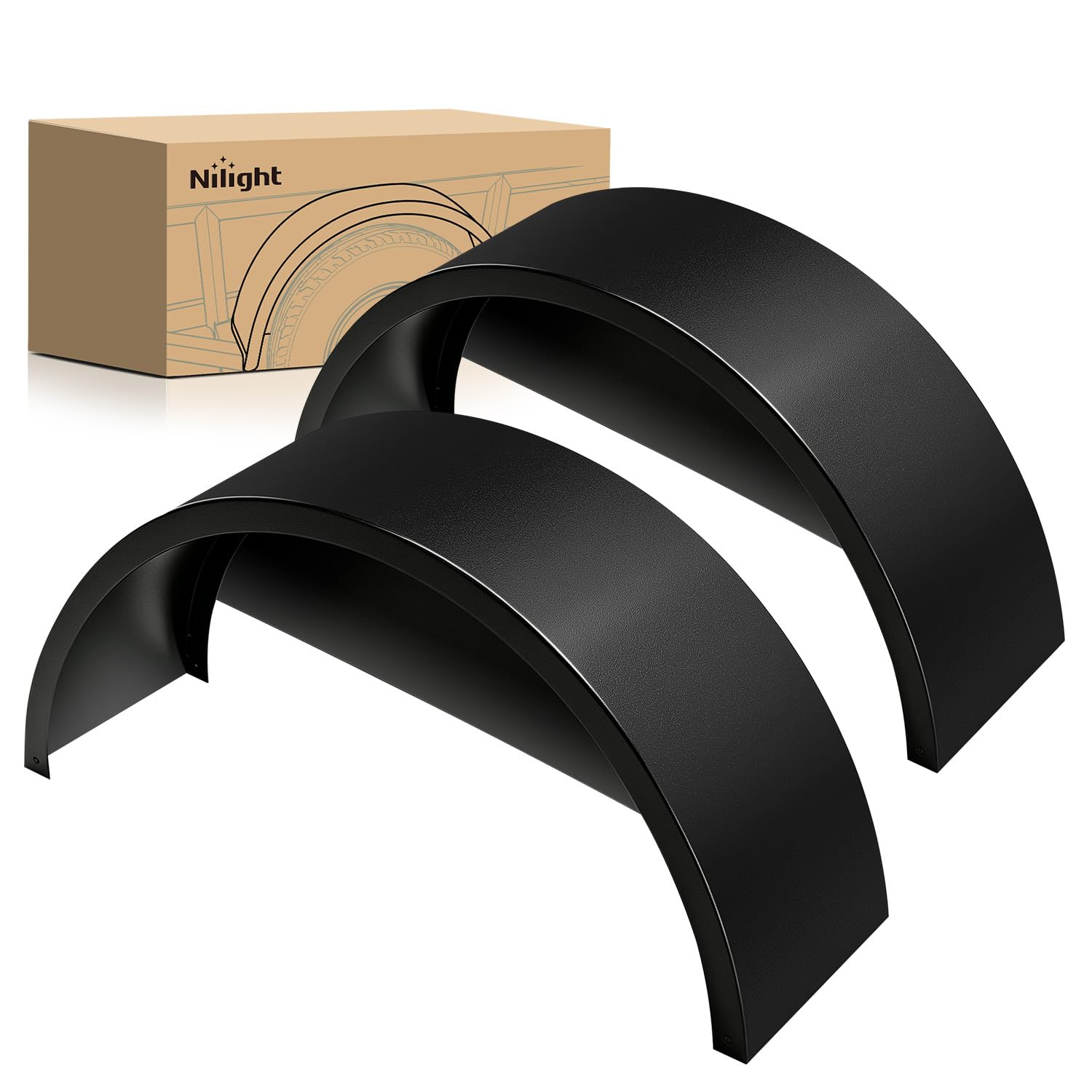 Nilight Round Trailer Fenders Single Axle Mud Guards 14 to 16 in Wheels