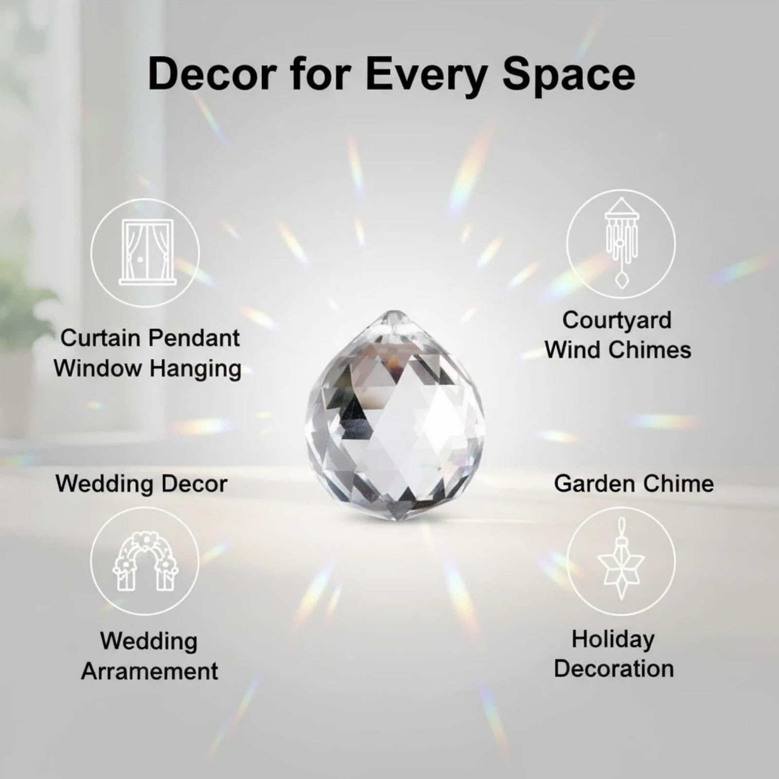 24 Pz Prisma Sfera di Cristallo,Cristalli a Forma di Diamante da Appendere,Cristallo Palla di Vetro Pendente Decorazione per Lampadari a Soffitto,Finestre,Giardini (24 * 20MM)