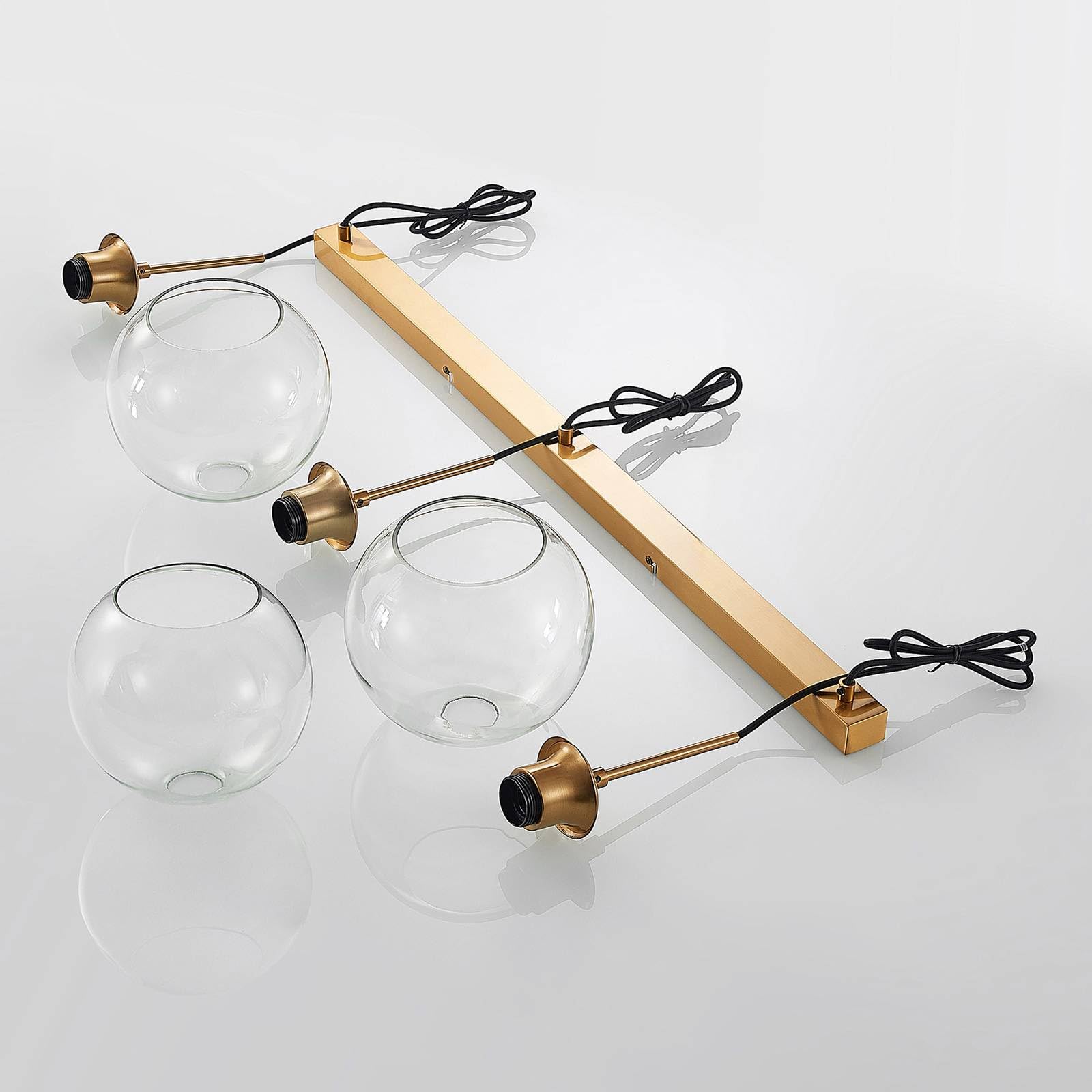Lindby lámpara colgante en latón, transparente, luminaria suspendida | e27, 3 bombillas, moderno, vidrio para sala de estar, salón, comedor