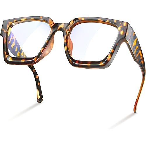 livho Oversized up to 99% Blue Light Blocking Glasses for Woman - Rectangle Fashion Glasses for Computer, Chic Preppy Frame