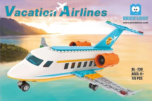Miniatura 9 de Brick Loot Vacation Airlines - Bloques de construcción de avión, kit de modelo de avión, juegos de ladrillos de construcción para adultos o niños de
