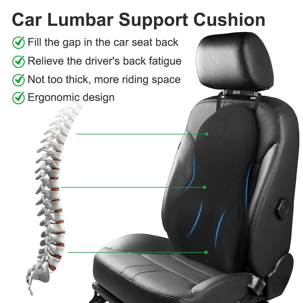 Ainiv Cuscino Lombare per Auto Sedia, Cuscino Lombare Auto Seduta Guidatore, Cuscino di Supporto Lombare, Cuscino di Supporto Posteriore, Supporto Lombare per Sedile Ergonomico Cuscino Schienale