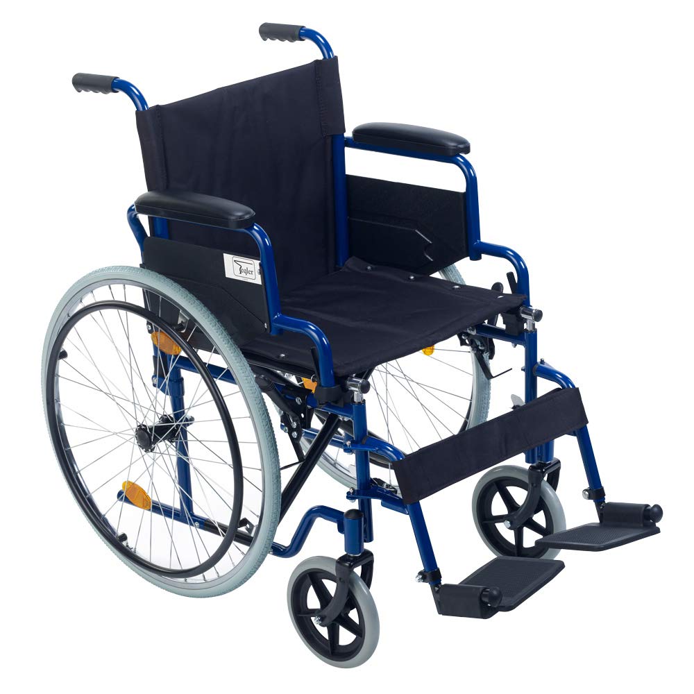 Faltbarer Rollstuhl/Ativrollstuhl Teqler, Sitzbreite: 46 cm, Armlehnen und Fußstützen einklappbar